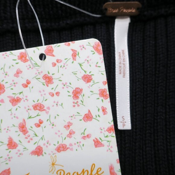 Free People Solid Gold Skirt Sweater Knit Black Ribbed Mini Skirt Women's Small - Picture 6 of 6